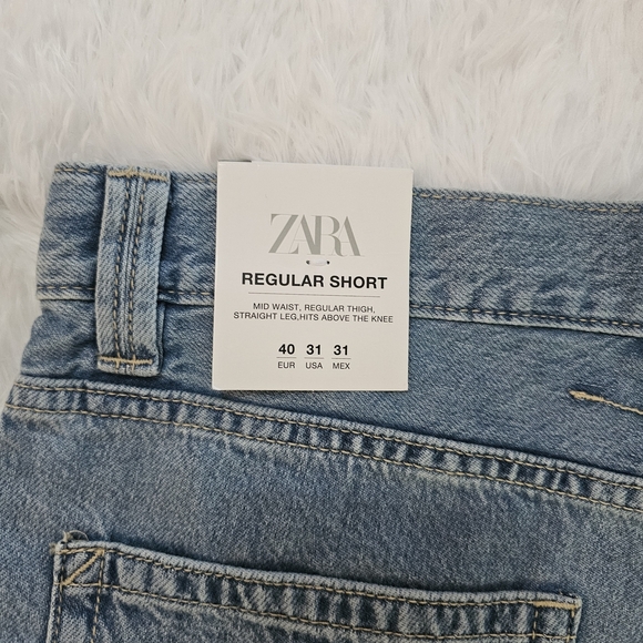 Zara Mid Waist Straight Light Blue Denim Shorts for Men Hits Above The Knee 31 - Picture 4 of 8